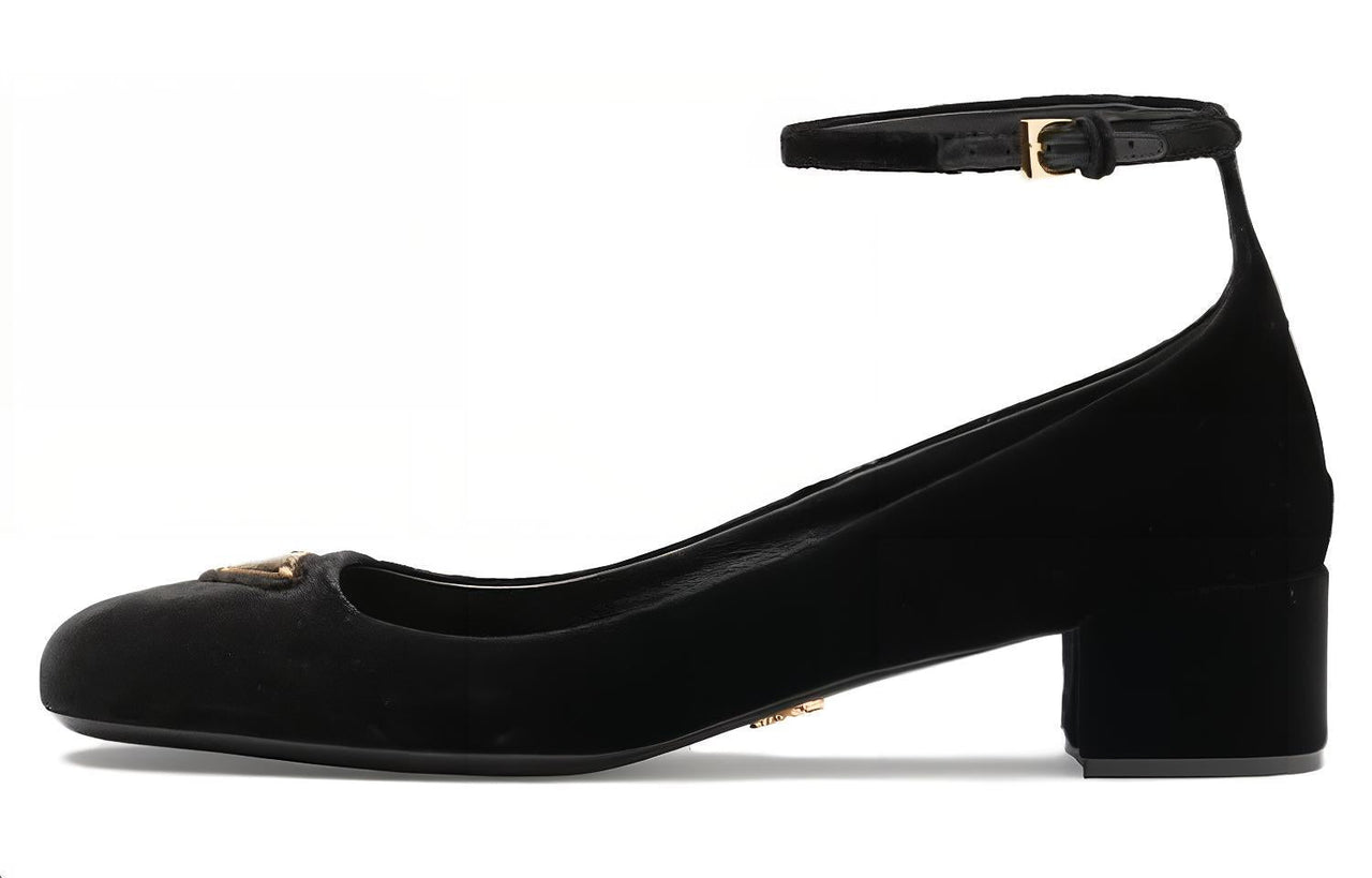 PRADA 35mm Triangle-logo Velvet Pumps