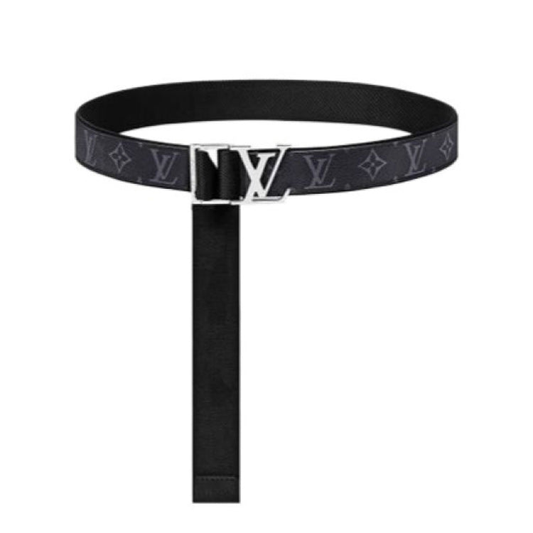 LOUIS VUITTON - Leather Belts Men's Black Width 3.5CM