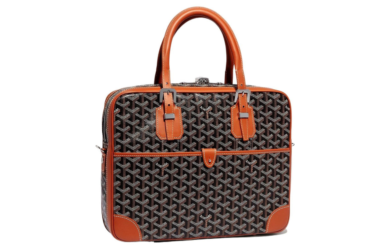 GOYARD Ambassade Canvas With Leather Handbags Briefcases Small Size Unisex Brown