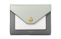 CELINE Leather Card Holder Regular Women's Gray