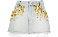 MIU MIU Denim Short Skirts Women's Blue
