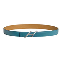 HERMES Calfskin Leather Belts Women's Dark Blue/Craie Width 2.4cm