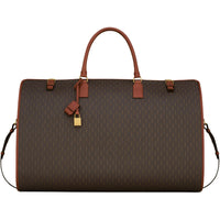 SAINT LAURENT LE MONOGRAMME Polyurethane And Polyester Blend Portable Travel Bag Men's Chestnut