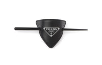 PRADA Leather Hair Clips Women's Black