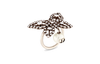 DIOR Resin, Pearl, Crystal, Metal Rings Women's Silver