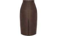 SAINT LAURENT Leather Long Skirts Women's Brown