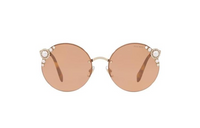 MIU MIU Metal Round Sunglasses Women's Gold