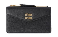 MIU MIU Textured Leather Card Holder Women's Black
