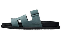 HERMES Chypre Slip-Resistant Slide Slippers Women's Green Black
