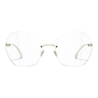 CHANEL Titanium Alloy Square Eyeglass Frames Unisex Bright Gold