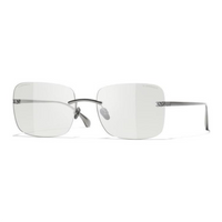 CHANEL Titanium Square Eyeglass Frames Unisex Gray