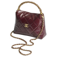 CHANEL Leather Handbag Shoulder Bag Crossbody Bag Women's Burgundy