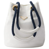 PRADA Re-Nylon Polyamide Bucket Bags Handbags Shoulder Bags Small Size Women's White & Blue