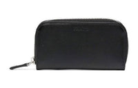 PRADA Cross-Stitch Leather Keychain Key Pouch Men's Black