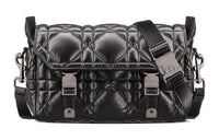 DIOR DiorCamp Cow Leather Messenger Bag Shoulder Bag Crossbody Bag Small Size Women's Black Silver