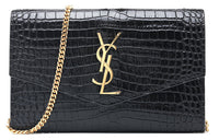 SAINT LAURENT Cow Leather Envelope Bag, Chain Wallet, Crossbody Bag Mini Women's Black