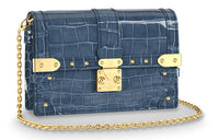 LOUIS VUITTON Trunk Polished Crocodile Leather Soft Box Handbag Shoulder Bag Women's Ocean Blue