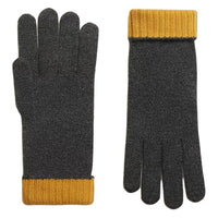 HERMES Cashmere Rubber Stirrup Studs Knit Gloves Men's Gray
