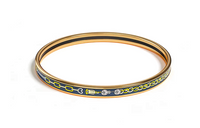 HERMES Enamel Gold-Plated Metal Bangles Women's Blue