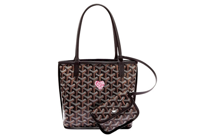 GOYARD Anjou Canvas With Leather Combo Bag Tote Shoulder Bags Handbags Mini Women's Pink