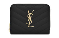 SAINT LAURENT Monogram Quilted Leather Wallet Women's Black
