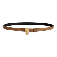 HERMES Palladium Leather Belts Women's Black/Gold Width: 1.5cm