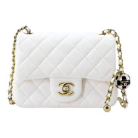 CHANEL Sheepskin Mini Square Flap Bag, Shoulder Bag, Crossbody Bag Women's White
