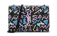 SAINT LAURENT KATE Grain Embossed Leather Shoulder Bag Trumpets Women's Black/Purple Multicolor