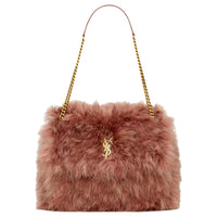SAINT LAURENT Niki Feather Shoulder Bag Women's Pink Brown