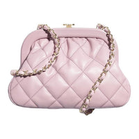 CHANEL Sheepskin Evening Party Bag Handheld Shoulder Bag Women's Light Pink