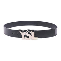 SAINT LAURENT Cow Leather Leather Belts Men's Black Width 3.5CM
