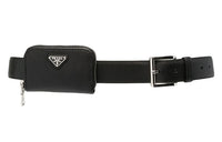 PRADA Saffiano Leather Belts Unisex Black 3.3cm