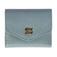 MIU MIU Leather Wallet Trumpets Women's Light Green