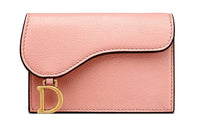 DIOR Saddle Sheepskin Card Holder Women's Angel Pink