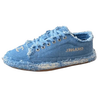CHANEL Low-Top Canvas Shoes Women's Blue
