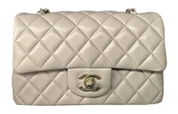 CHANEL Classic Flap CF Lambskin Shoulder Bag, Crossbody Bag Mini Women's Gray