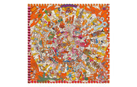 HERMES Epopee Silk Scarves Unisex Orange/Yellow/Multicolor