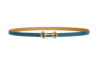 HERMES Calfskin Leather Belts Women's Blue Width: 1.3cm