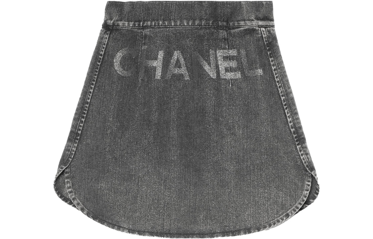 CHANEL Denim Short Skirts Women's Gray