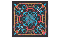 HERMES Silk Scarves Women's Black/Bright Blue/Red