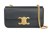 CELINE Triomphe Shiny Calfskin Crossbody Bag, Shoulder Bag Women's Slate Gray