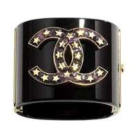 CHANEL Resin Bangles Women's Black/Gold