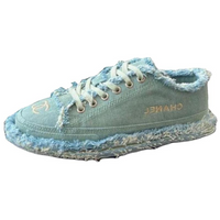 CHANEL Low-Top Canvas Shoes Women's Green