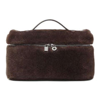 Loro Piana ExtraPocket Shearling One Shoulder Handbags Women's Dark Chocolate Licorice