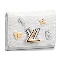 LOUIS VUITTON Twist Grained Leather Wallet Women's White