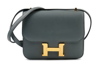 HERMES Constance Epsom Leather Shoulder Bag Crossbody Bag Mini 63 Vert Amande Almond Green