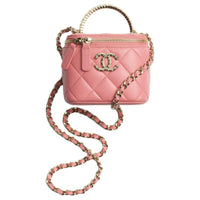 CHANEL Lambskin Box Bag Shoulder Bag Crossbody Bag Handbag Women's Pink