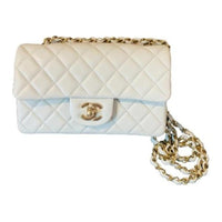 CHANEL Classic Flap CF Lambskin Shoulder Bag Crossbody Bag Mini Women's Light Gray Blue