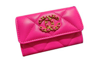 CHANEL 19Bag Bright Lambskin Card Holder Women's Barbie Pink
