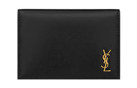 SAINT LAURENT CASSANDRE Shiny Leather Card Holder Men's Black